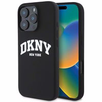 DKNY Silikoninis baltas spausdintas logotipas magnetinis dėklas iPhone 16 Pro Max - juodas