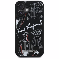 Karl Lagerfeld Grained Pattern & Logo MagSafe Dėklas for iPhone 16 - juodas