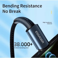 USB Laidas Essager "Sunset" Juodas "Type-C / Type-C" 200cm (iki 100W)