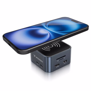 Hub USB-C 12 in 1 Wozinsky WHBC09Y8S daugiafunkcis, su belaidžio įkrovimo funkcija, aliuminis, su 15 cm laidu - pilkas