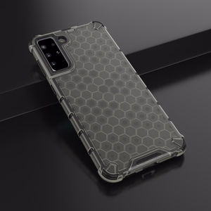 Korinio dizaino dėklas šarvuotas dangtis su geliniu rėmeliu Samsung Galaxy S22 + (S22 Plus) juodas