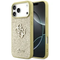 Guess Fiksuotas Blizgus Didelis 4G dėklas telefonui iPhone 17 Pro Max - auksinė