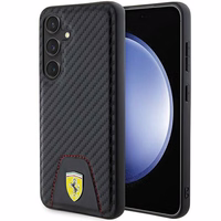 Ferrari Carbon Stitched Bottom dėklas telefonui Samsung Galaxy S24 - juodas