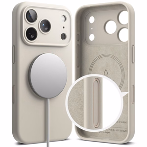 Ringke silikoninis magnetinis dėklas telefonui iPhone 17 Pro Max - smėlio spalvos