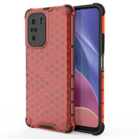 Honeycomb dėklas šarvuotas dėklas su TPU buferiu Xiaomi Redmi K40 Pro+ / K40 Pro / K40 / Poco F3 raudonas