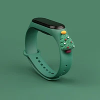 Dirželis Xmas Xiaomi Mi Band 3 / 4 Kalėdinis silikoninis dirželis apyrankė su Kalėdų eglute - tamsiai žalia