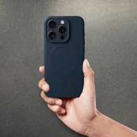 SILICONE MAG COVER dėklas telefonui suderinamas su MagSafe iPhone 15 Pro Max mėlynas titano