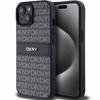 DKNY Odinis mono juosta ir metalinis logotipas dėklas telefonui iPhone 15/14/13 - juodas