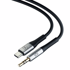Audio kabelis 3mk USB-C to 3,5mm 1.0m juodas