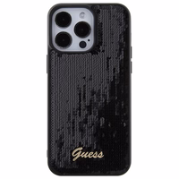 Guess Sequin Script Metal dėklas telefonui iPhone 15 Pro Max - juodas