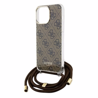 Guess Crossbody Cord 4G Print dėklas telefonui iPhone 15 Pro Max - rudas
