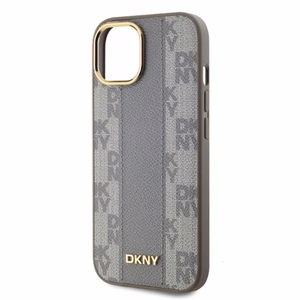 DKNY Odinis languotas mono raštas magnetinis iPhone 15 dėklas - smėlinis