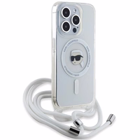 Karl Lagerfeld Crossbody IML Karl Head Magnetinis dėklas telefonui iPhone 15 Pro Max - permatomas