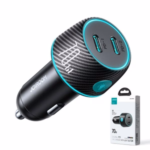 Automobilinis įkroviklis Joyroom „JR-CCN02" juodas 70W (2xUSB-C) su LED apšvietimu