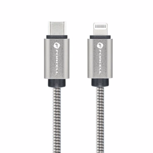 FORCELL F-ENERGY Metal C238 kabelis Type C į Lightning PD 3A 27W 1 m sidabrinis