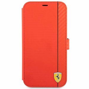 Ferrari FESAXFLBKP13SRE iPhone 13 mini 5.4" raudonas/raudonas knygos On Track Carbon Stripe