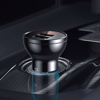 Baseus automobilinis įkroviklis su ekranu, 2x USB, 4,8 A, 24 W (pilkas)