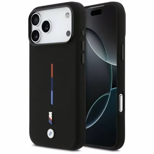 BMW M Silicon Tricolor Line MagSafe deklas iPhone 17 Pro Max - juodas