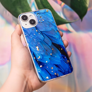 Gold Glam dėklas telefonui iPhone 12 / 12 Pro 6,1" mėlynas