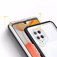 Skaidrus 3in1 dėklas Samsung Galaxy A42 5G rėmelio gelinis dangtelis juodas