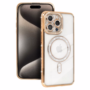 Bling Magnetinis dėklas telefonui Iphone 16 Pro Max auksinis