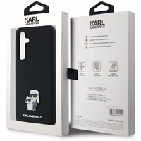 Karl Lagerfeld Silikoninis Karl&Choupette Metal Pin dėklas Samsung Galaxy A35 - juodas