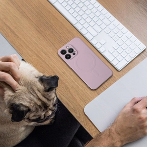 SILICONE MAG DĖKLAS (didelė skylė) suderinamas su MagSafe IPHONE 17 Pro Max rožinė
