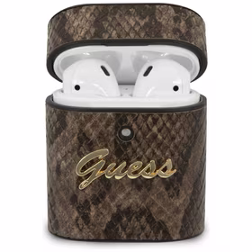 Guess GUACA2PUSNSMLBR AirPods 1/2 dėklas rudas/rudas Python kolekcija