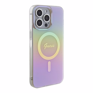Guess GUHMP15XHITSP iPhone 15 Pro Max 6.7" rožinis/rožinis kietas dėklas IML Iridescent MagSafe