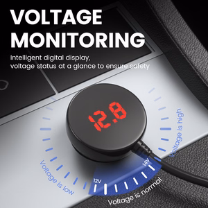 Automobilio cigarečių degiklio lizdo daliklis LM21 - 3 lizdai + USB + Type C - QC 3.0 PD 3A 122W su ekranu ir laidu