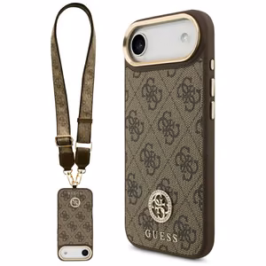Guess 4G Strass Logo & Big Strap Metal Buttons Magnetinis dėklas telefonui iPhone Air - rudas