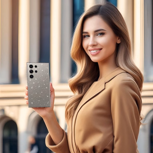 Krištolo blizgučių dėklas telefonui Samsung Galaxy S25 Ultra – sidabrinis