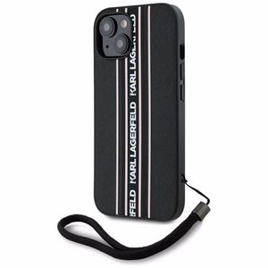 Karl Lagerfeld Saffiano Athleisure Stripes Cord dėklas telefonui iPhone 15 - rožinis