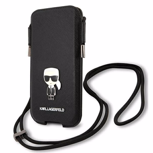 Karl Lagerfeld rankinė KLHCP12MOPHKMK 6,1" juoda hardcase Saffiano Ikonik Karl's