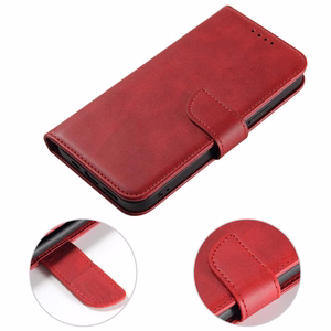 Magnetinis dėklas Samsung Galaxy S23+ su atverčiamu piniginės dangteliu ir stovu raudona