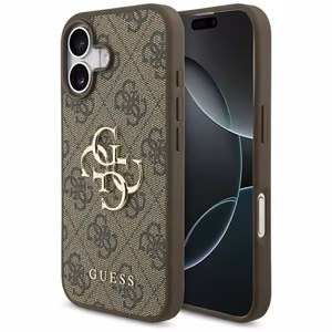 Dėklas Guess PU 4G Metal Logo Apple iPhone 17 rudas