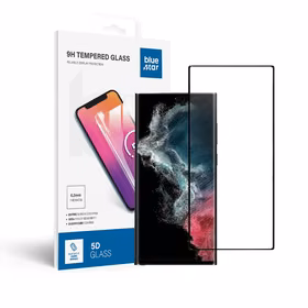 Apsauginis stiklas Blue Star - SAMSUNG Galaxy S22 Ultra viso ekrano (su pilnu klijavimu, tinkamas dėklui) - juodas