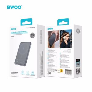 BWOO Ultra Slim Išorinė baterija 5000mAh with magnetic charging P79 pilkas