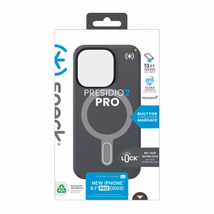Speck Presidio2 Pro ClickLock MagSafe dėklas, skirtas iPhone 15 Pro, antracito pilkas ir šaltos bronzos spalvos