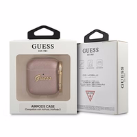 Guess GUA2SASMP Dėklas AirPods rožinis Saffiano Script Metal kolekcija
