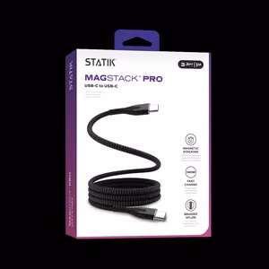 STATIK MagStack Pro, magnetinis laidas, USB-C į USB-C, 1 m, juodas