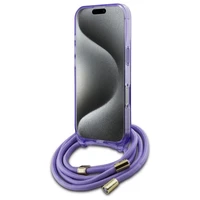 Guess Crossbody Cord Script Magnetinis dėklas iPhone 16 Pro Max - violetinis