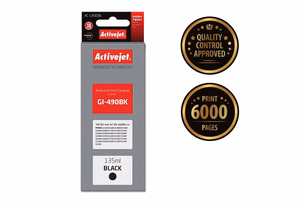 Activejet AC-G490BK – juodo rašalo buteliukas, pakeičia Canon GI-490BK, 135 ml, Supreme, 6000 puslapių
