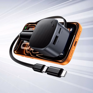 Automobilinis įkroviklis Hoco Z68, USB-A + USB-C, PD QC3.0, 45 W, su ištraukiamu USB-C kabeliu, juodas