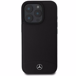 Mercedes tekstūruotos ir lygios odos magnetinis dėklas iPhone 16 Pro Max - juodas