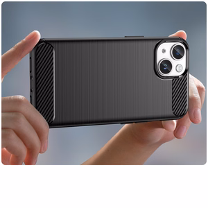 Carbon dėklas iPhone 14 Plus lankstus gelinis galinis dangtelis juodas