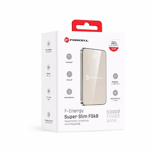 Išorinė baterija saderinta su MagSafe Forcell F-Energy SuperSlim F5K8 QC4.0 PD3.0 15W 5000 mAh titano dykumos spalva
