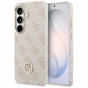 Guess dėklas 4G Rhinestone Round Logo MagSafe skirtas Samsung Galaxy S26 Plus rožinis