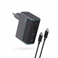 Cuktech CUKAD1003EUG GaN 100W sieninis įkroviklis 2 x USB-C 1 x USB-A su USB-C kabeliu - pilkas