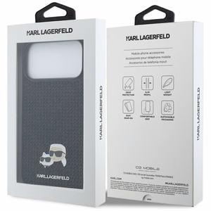 Karl Lagerfeld Rhinestones Karl&Choupette Pin Case for iPhone 17 Pro Max - Juodas